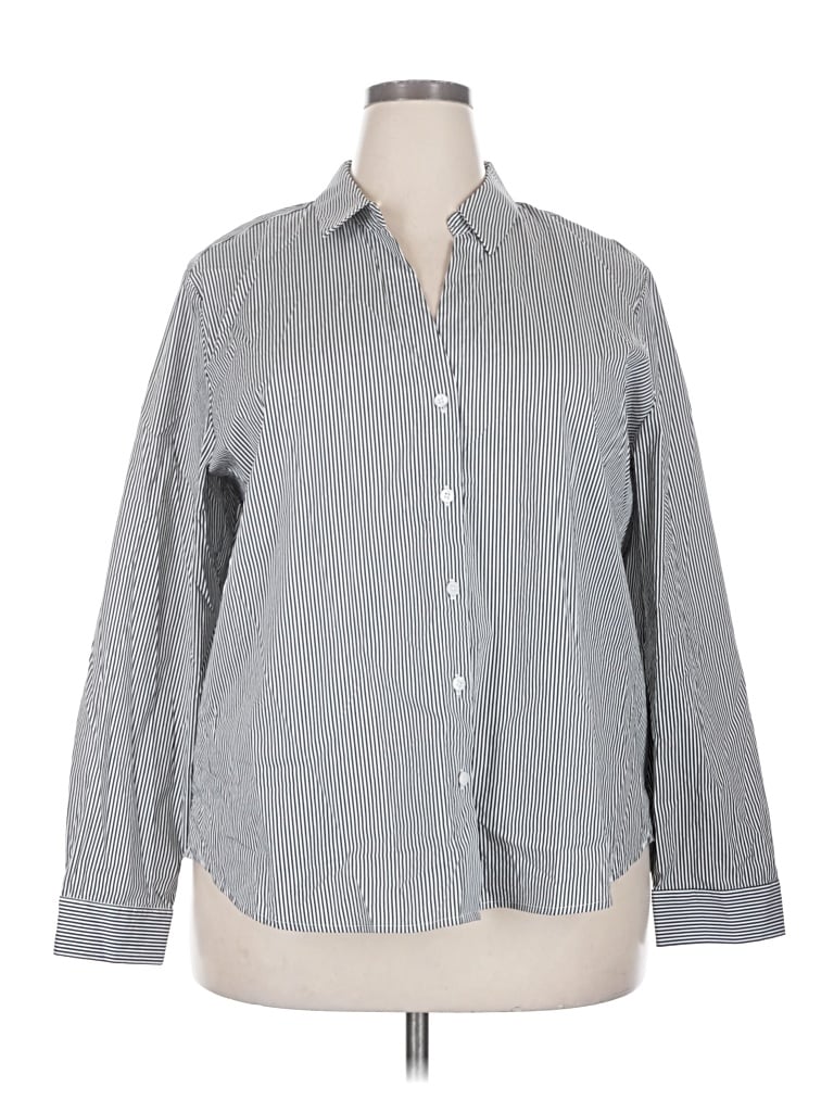 Pre-owned Chico's Long Sleeve Button Down Shirt In Gray