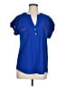 Lily White 100% Polyester Blue Short Sleeve Blouse Size M - photo 1