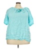 Talbots 100% Linen Teal Short Sleeve Blouse Size 2X - photo 1