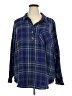 Torrid Plaid Blue Long Sleeve Button-Down Shirt Size 4X Plus (4) - photo 1
