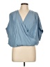 Glam 100% Rayon Blue 3/4 Sleeve Blouse Size L - photo 1