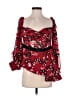 Self-Portrait 100% Polyester Red 3/4 Sleeve Blouse Size 0 - photo 1