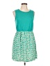 Charming Charlie 100% Polyester Print Teal Casual Dress Size L - photo 1