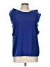 Juicy Couture 100% Polyester Solid Blue Short Sleeve Blouse Size L - photo 1