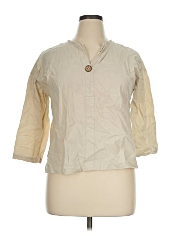 Unbranded 3/4 Sleeve Button-Down Shirt (view 1)