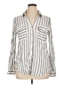 Perch by Blu Pepper Stripes Silver Long Sleeve Button-Down Shirt Size 1X - photo 1