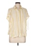 Free People Stripes Yellow Short Sleeve Blouse Size M - photo 1