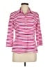 J. McLaughlin Stripes Pink 3/4 Sleeve Button-Down Shirt Size M - photo 1