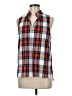 J.Crew 100% Cotton Plaid Red Sleeveless Button-Down Shirt Size 6 - photo 1