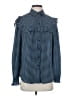 Who What Wear 100% Polyester Houndstooth Blue Long Sleeve Blouse Size S - photo 1