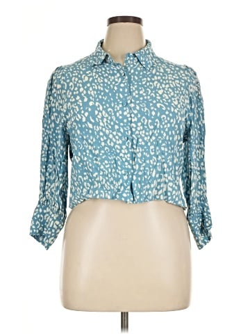 Zara 3/4 Sleeve Button-Down Shirt (view 1)