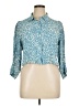 Zara Animal Print Blue 3/4 Sleeve Button-Down Shirt Size XL - photo 1