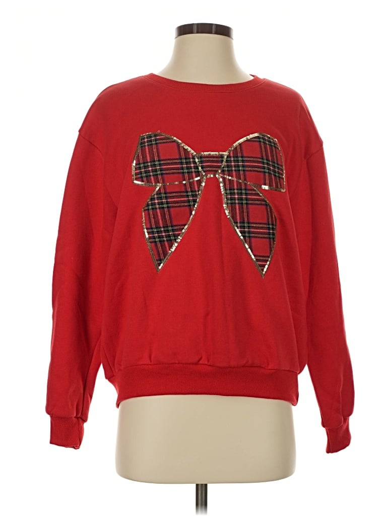 She + Sky Pullover Sweater In Red