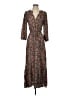 MNG Paisley Brown Casual Dress Size 2 - photo 1
