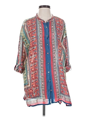 Johnny Was 3/4 Sleeve Silk Top (view 1)