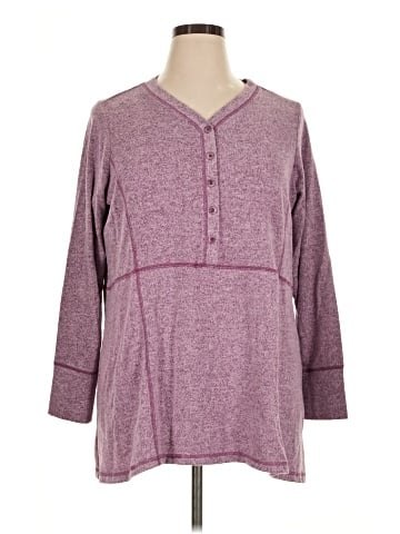 LOGO by Lori Goldstein Long Sleeve Henley (view 1)