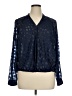 Jennifer Lopez 100% Polyester Blue Long Sleeve Blouse Size XL - photo 1
