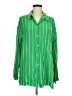 H&M Stripes Green Long Sleeve Button-Down Shirt Size M - photo 1