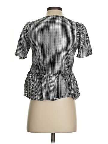 Madewell Crossover Peplum Top in Textured Gingham Check (view 2)