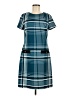 En Focus Studio 100% Polyester Plaid Teal Casual Dress Size 8 - photo 1