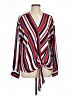 Signature Studio 100% Polyester Stripes Red Long Sleeve Blouse Size L - photo 1