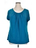 Worthington 100% Polyester Teal Short Sleeve Blouse Size 1X - photo 1