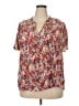Fun2Fun 100% Rayon Floral Red Short Sleeve Blouse Size 2X - photo 1