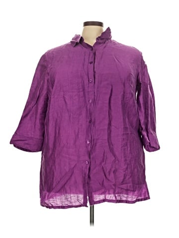 Investments 3/4 Sleeve Button-Down Shirt (view 1)