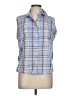 White Stag Plaid Blue Sleeveless Button-Down Shirt Size L (estimated) - photo 1