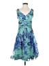 Elevenses 100% Silk Floral Blue Cocktail Dress Size 4 - photo 1