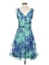 Elevenses 100% Silk Floral Blue Cocktail Dress Size 4 - photo 2