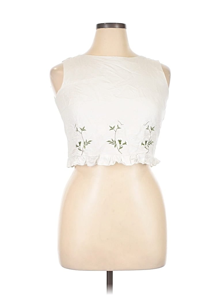 Pre-owned Donna Morgan Sleeveless Blouse In White