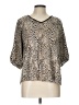 Chico's 100% Linen Animal Print Tan 3/4 Sleeve Blouse Size L - photo 1