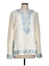 Tory Burch 100% Linen Ivory Long Sleeve T-Shirt Size 10 - photo 1