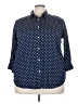Chaps 100% Cotton Polka Dots Blue 3/4 Sleeve Button-Down Shirt Size 3X - photo 1