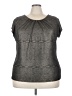 Worthington Metallic Gray Short Sleeve Blouse Size 3X - photo 1