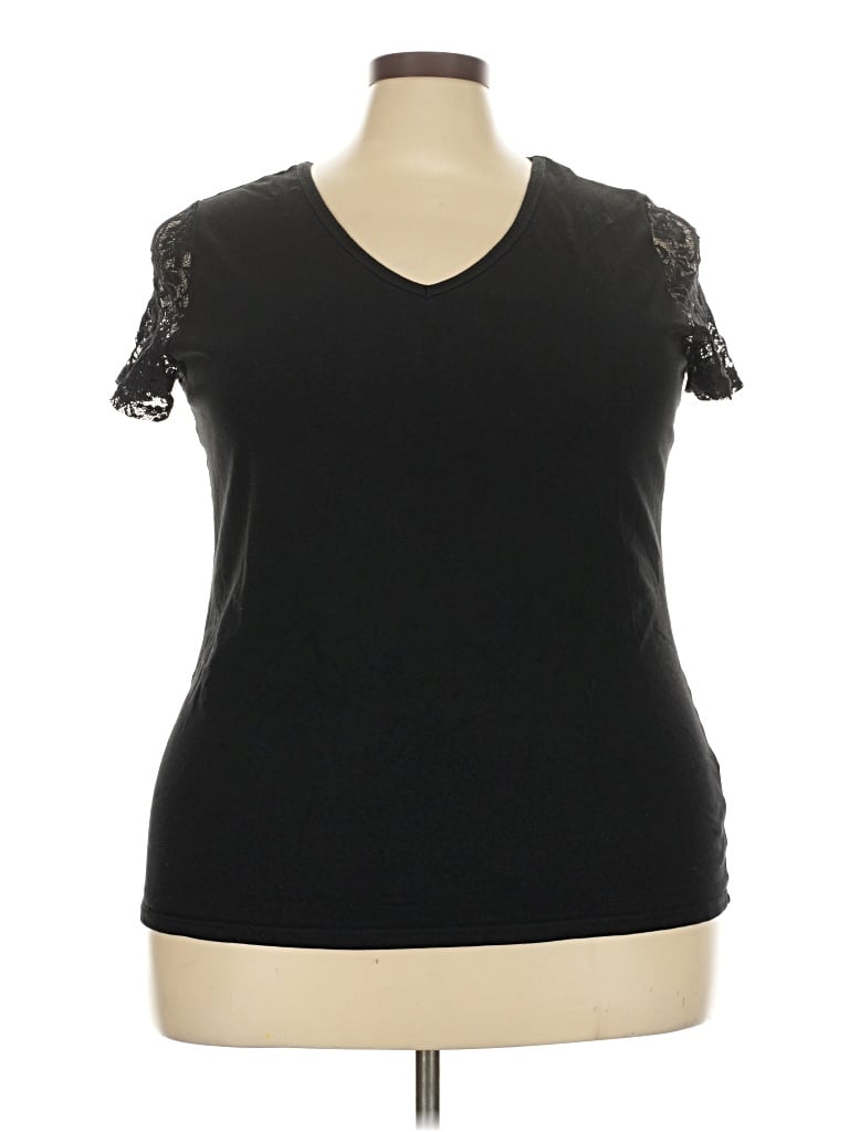 Pre-owned T Tahari Short Sleeve Top Black Sweetheart Neckline Tops