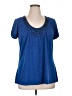 Cha Cha Vente Blue Short Sleeve Blouse Size XL - photo 1