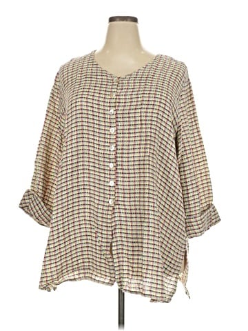 Flax 3/4 Sleeve Button-Down Shirt (view 1)