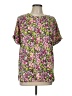 Crown & Ivy Floral Pink Short Sleeve Blouse Size L - photo 1