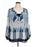Rose + Olive 100% Polyester Blue Long Sleeve Blouse Size 1X - photo 1