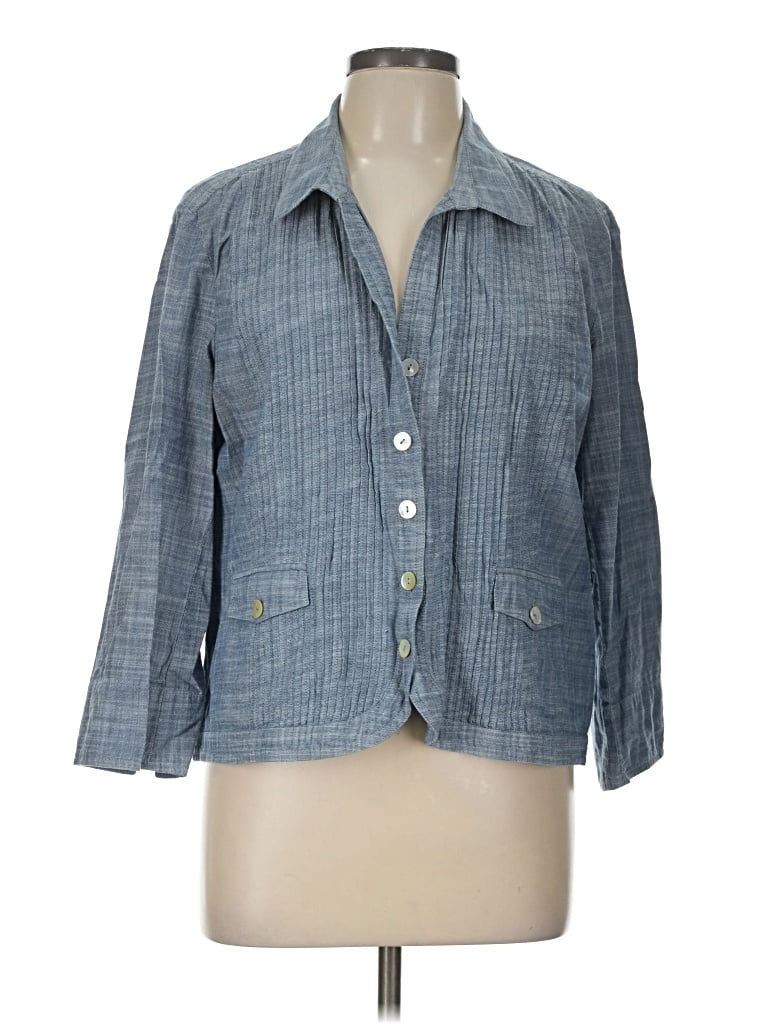 Pre-owned Chico's 3/4 Sleeve Button Down Shirt In Blue