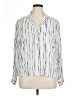 Worthington 100% Polyester Stripes Silver Long Sleeve Blouse Size XL - photo 1