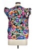 Sugarlips 100% Cotton Floral Purple Short Sleeve Blouse Size XL - photo 2