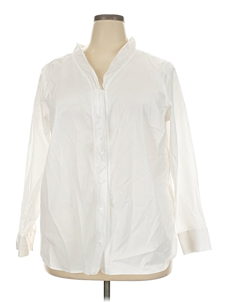 Pre-owned Talbots Long Sleeve Button Down Shirt In Ivory