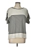Max Studio Stripes Silver Short Sleeve Top Size L - photo 1