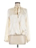 Intermix 100% Silk Metallic Ivory Long Sleeve Silk Top Size 8 - photo 1
