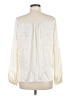 Intermix 100% Silk Metallic Ivory Long Sleeve Silk Top Size 8 - photo 2