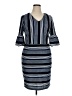 ECI 100% Polyester Stripes Blue Casual Dress Size 14 - photo 1