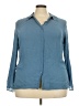 Lane Bryant 100% Silk Blue Long Sleeve Silk Top Size 22 - 24 Plus - photo 1